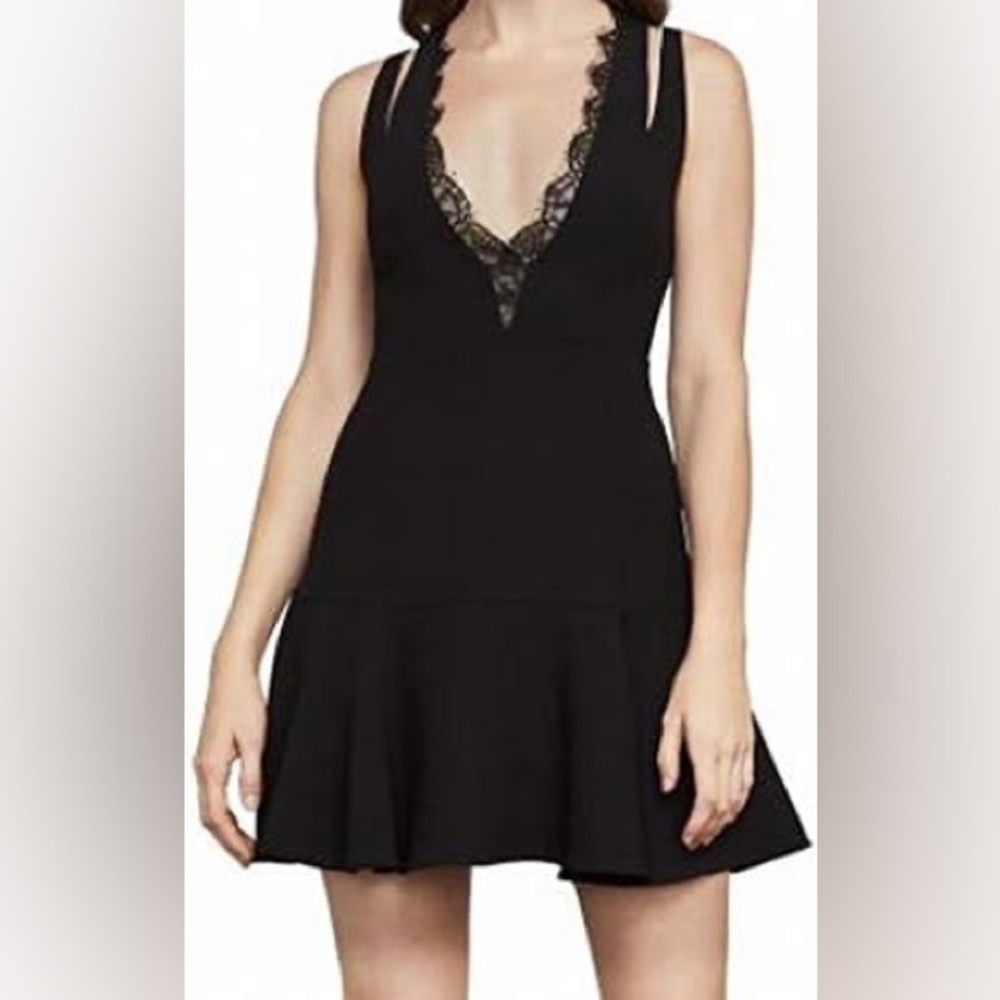 BCBGMAXAZRIA NWT Women's Alai Lace-Trimmed Dress Black Sz 0